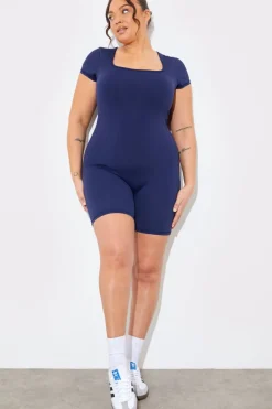 Contour Built-In Bra Short Sleeve Short Leg Square Neck Unitard|In the Style Best
