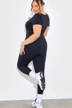 Contour Built-in Bra Short Sleeve Scoop Neck Unitard|Fits Best
