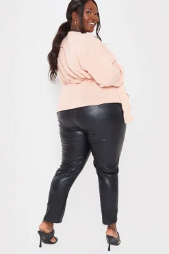 Contour' Leather Look Leggings|In The Style Clearance