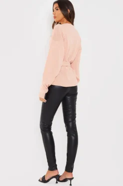 Contour' Leather Look Leggings|In The Style Clearance