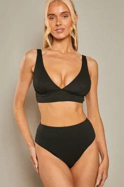 Contour Rib High Leg High Waisted Bikini Bottoms|In The Style Clearance