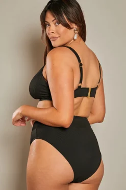 Contour Rib High Leg High Waisted Bikini Bottoms|In The Style Clearance