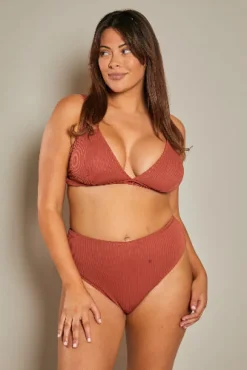 Contour Rib High Leg High Waisted Bikini Bottoms|In The Style Hot
