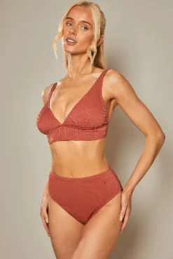 Contour Rib High Leg High Waisted Bikini Bottoms|In The Style Hot