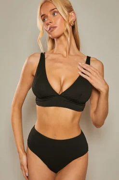 Contour Rib High Waist High Leg Bikini Bottom|In The Style