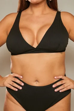 Contour Rib High Waist High Leg Bikini Bottom|In The Style