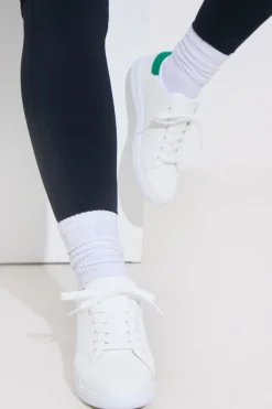 CONTRAST COLOUR HEEL LACE UP TRAINERS|In The Style Discount