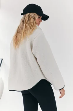 Contrast Piping Borg Lined Half Zip Up Fleece|Fits Clearance
