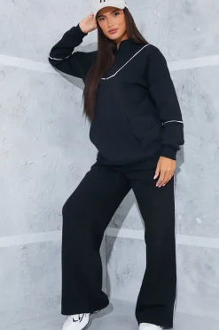 Contrast Piping Wide Leg Joggers|In the Style Outlet