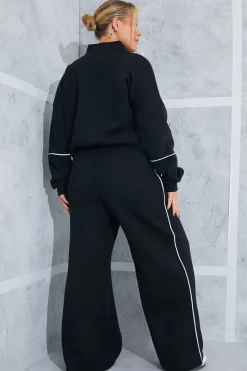 Contrast Piping Wide Leg Joggers|In the Style Outlet