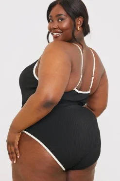 Control Contrast Binding Belted Swimsuit|In the Style Sale