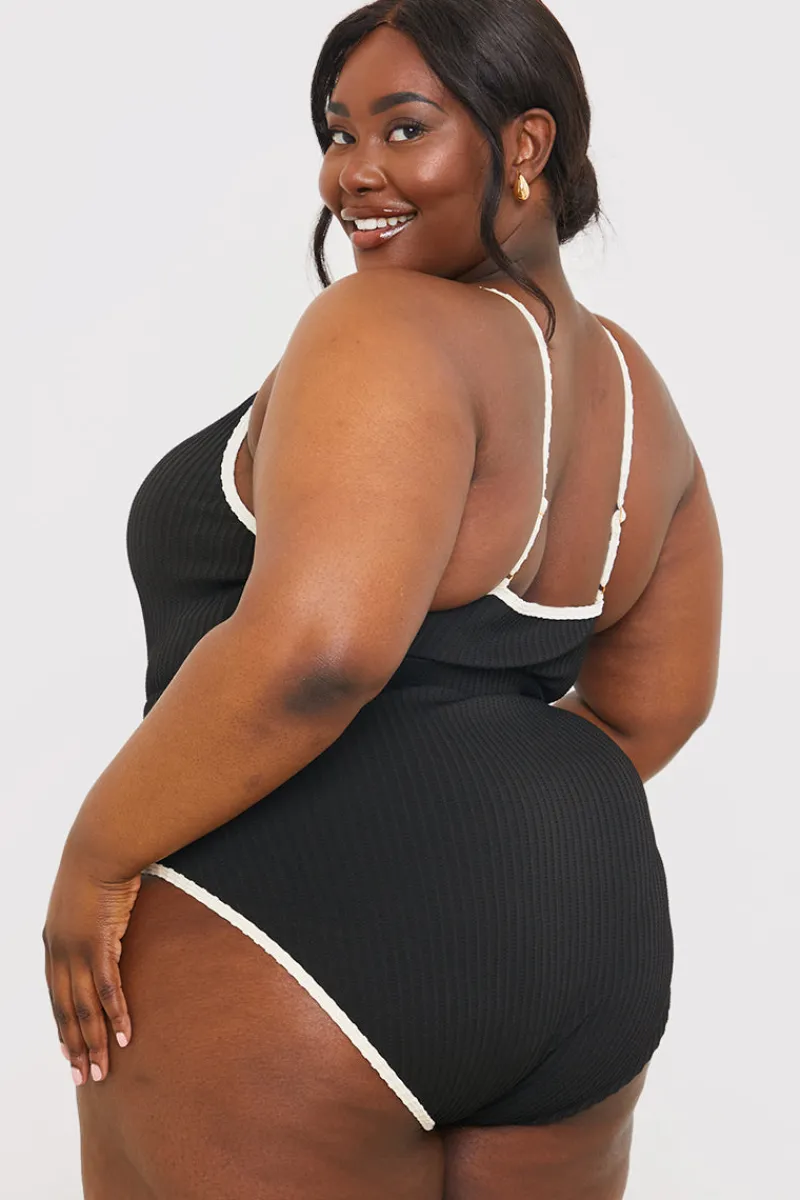 Control Contrast Binding Belted Swimsuit|In the Style Sale