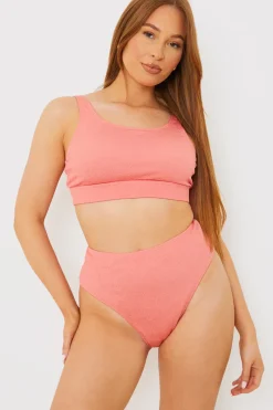 Control Crinkle High Waisted High Leg Bikni Bottoms|In the Style New