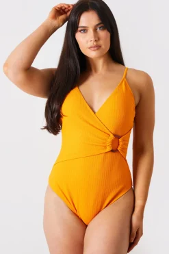 Control Crinkle Wrap Front O Ring Swimsuit|In the Style Online
