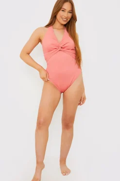Control Fuller Support Crinkle Halter Twist Front Swimsuit|In the Style Discount