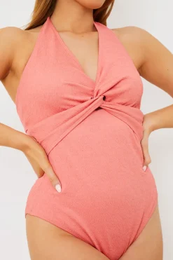 Control Fuller Support Crinkle Halter Twist Front Swimsuit|In the Style Discount