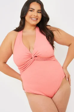 Control Fuller Support Crinkle Halter Twist Front Swimsuit|In the Style Discount