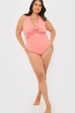 Control Fuller Support Crinkle Halter Twist Front Swimsuit|In the Style Discount
