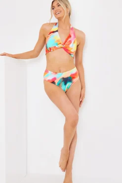 Control High Waist Abstract Print Bikini Bottom|In the Style