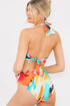 Control High Waist Abstract Print Bikini Bottom|In the Style
