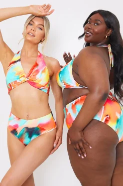 Control High Waist Abstract Print Bikini Bottom|In the Style