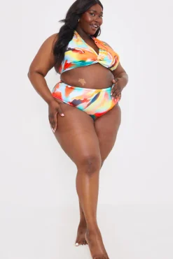 Control High Waist Abstract Print Bikini Bottom|In the Style