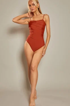 Control Ruched Crossover Detail Swimsuit|In The Style Discount
