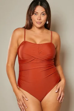 Control Ruched Crossover Detail Swimsuit|In The Style Discount