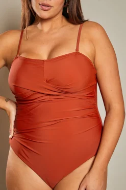 Control Ruched Crossover Detail Swimsuit|In The Style Discount