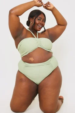 Control Ruched Detail High Waisted Bikini Bottom|In the Style Sale