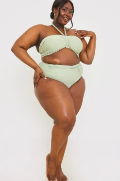 Control Ruched Detail High Waisted Bikini Bottom|In the Style Sale