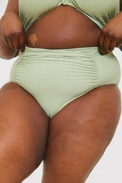 Control Ruched Detail High Waisted Bikini Bottom|In the Style Sale