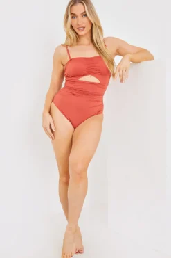 Control Ruched Front Cut Out Swimsuit|In the Style Outlet