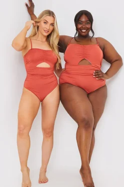 Control Ruched Front Cut Out Swimsuit|In the Style Outlet