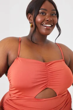 Control Ruched Front Cut Out Swimsuit|In the Style Outlet
