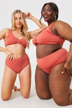 Control Textured High Waist Bikini Bottoms|In the Style Outlet