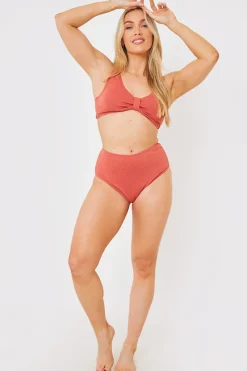 Control Textured High Waist Bikini Bottoms|In the Style Outlet