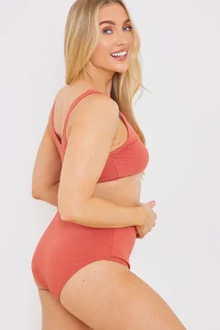 Control Textured High Waist Bikini Bottoms|In the Style Outlet