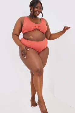 Control Textured High Waist Bikini Bottoms|In the Style Outlet
