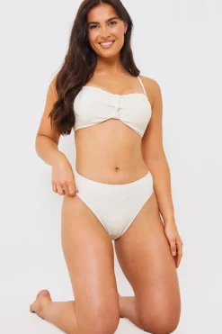 Control Textured High Waist Bikini Bottoms|In the Style Outlet