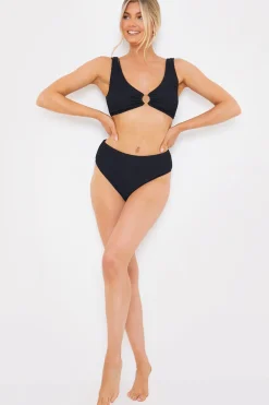 Control Textured High Waist Bikini Bottoms|In the Style Best