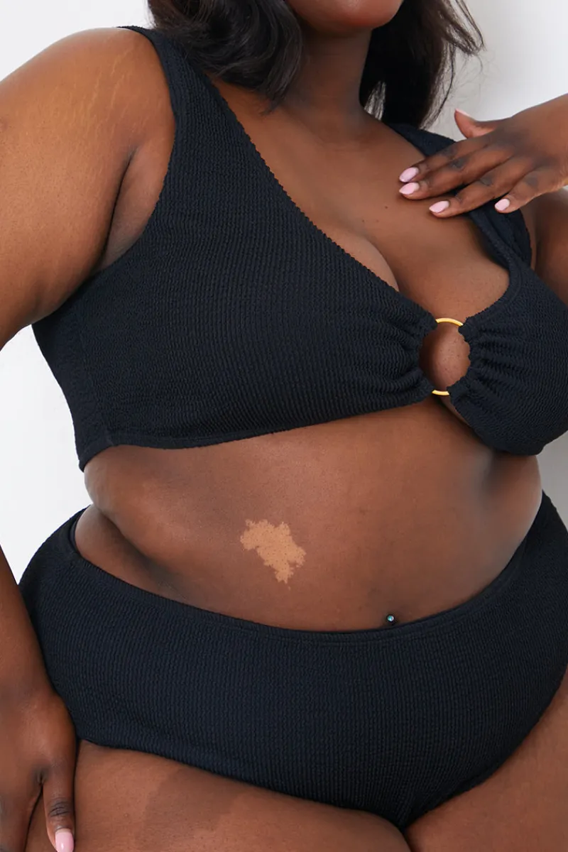 Control Textured High Waist Bikini Bottoms|In the Style Best