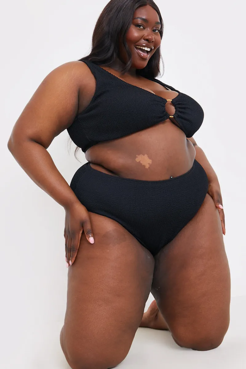 Control Textured High Waist Bikini Bottoms|In the Style Best