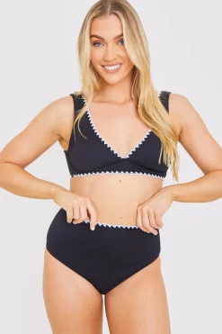 Control Whipstitch Trim High Waist Bikini Bottoms|In the Style Best
