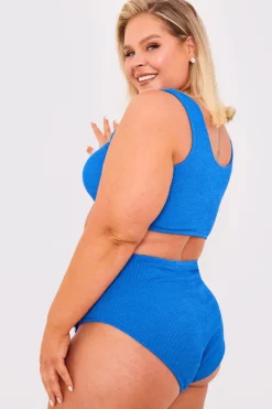 Controlled Textured Crinkle High Leg Bikini Bottoms|Billie Faiers New