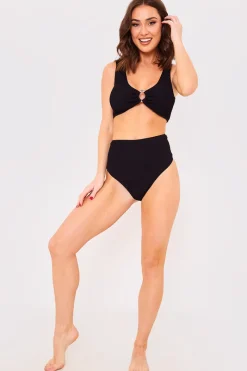 Controlled Textured Crinkle High Waisted Bikini Bottoms|Billie Faiers Sale