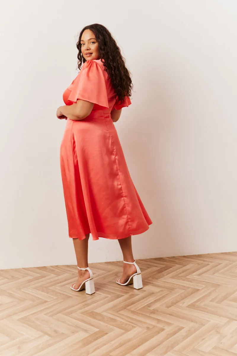 Satin Flutter Sleeve Midaxi Slip Dress|In The Style