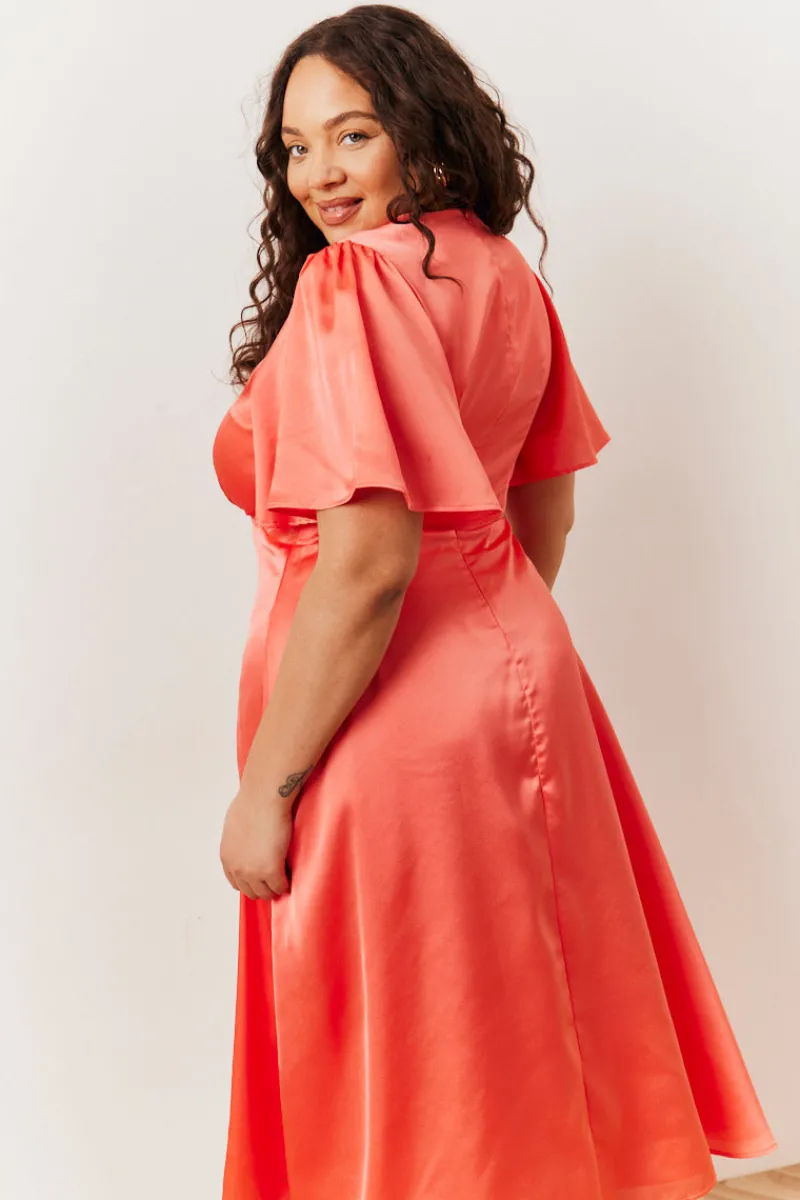 Satin Flutter Sleeve Midaxi Slip Dress|In The Style