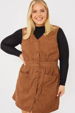 Corduroy Pinafore Dress|In the Style