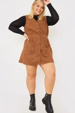 Corduroy Pinafore Dress|In the Style